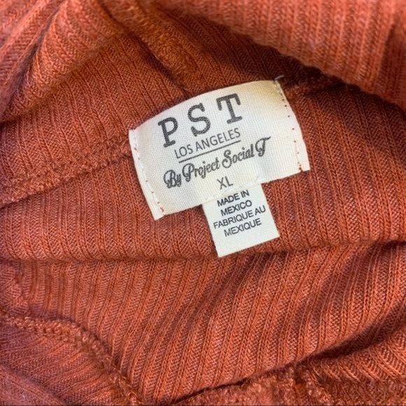 NEW PST Project Social T Rust Wren Long Sleeve Cozy Rib Knit Hoodie XL - Picture 9 of 11